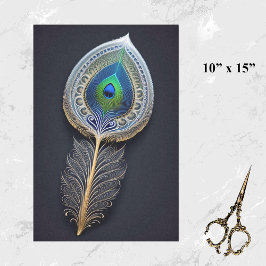 Papel De Seda Resumen Ilustracion de plumas de pavo real de oro 