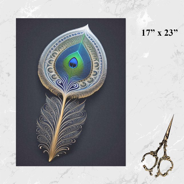 Papel De Seda Resumen Ilustracion grande de plumas de pavo real  (Subido por el creador)