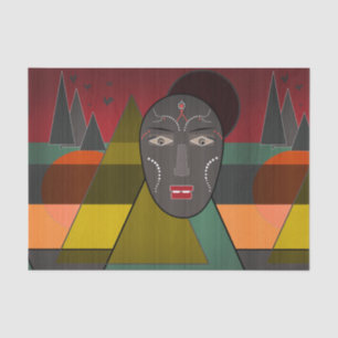 Papel De Seda Resumen máscara africana en colores retro vintage