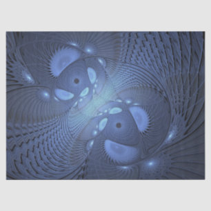 Papel De Seda Resumen moderno Arte Fractal Dusk Azul trendy