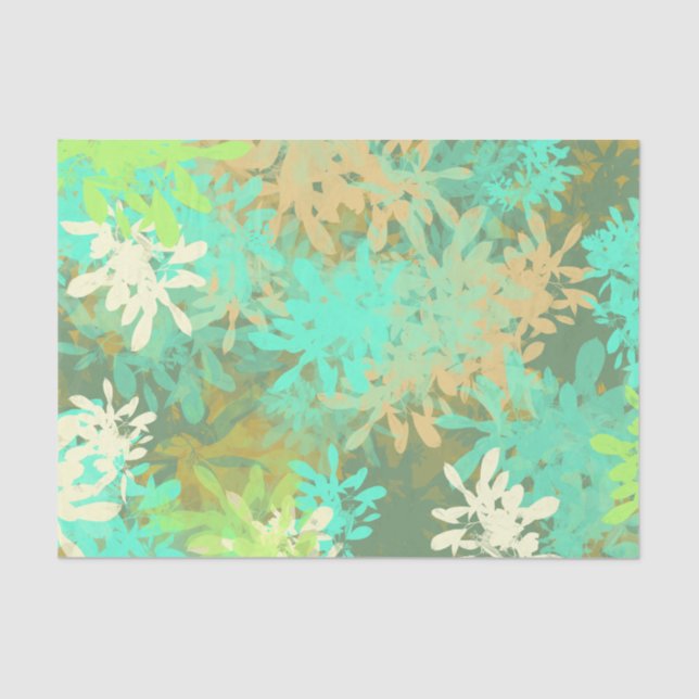 Papel De Seda Resumen moderno Patrón de hojas verdes Triptych (Anverso)