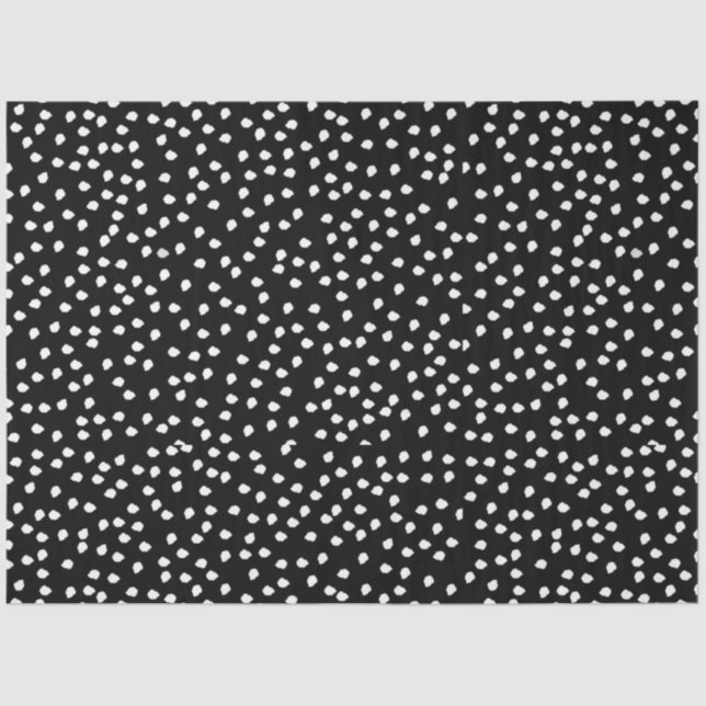 Papel De Seda Resumen moderno Punto de Polka Cute Negro y Blanco (Anverso)
