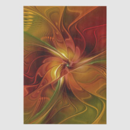 Papel De Seda Resumen Naranja rojo Brown Flor de arte fractal ve
