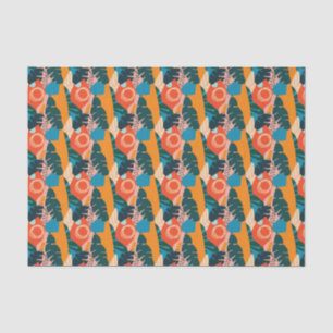 Papel De Seda Resumen Naranja Verano Hojas Tropicales