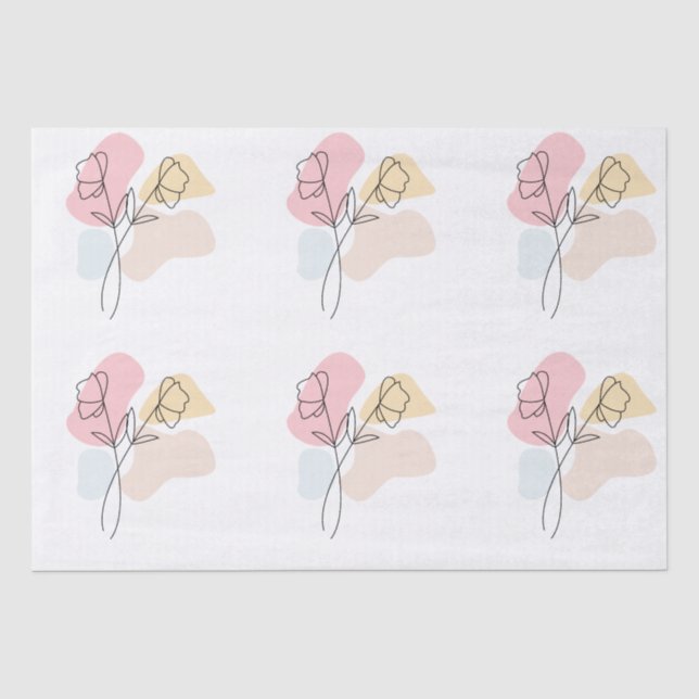 Papel De Seda Resumen Pastel Floral (Anverso)