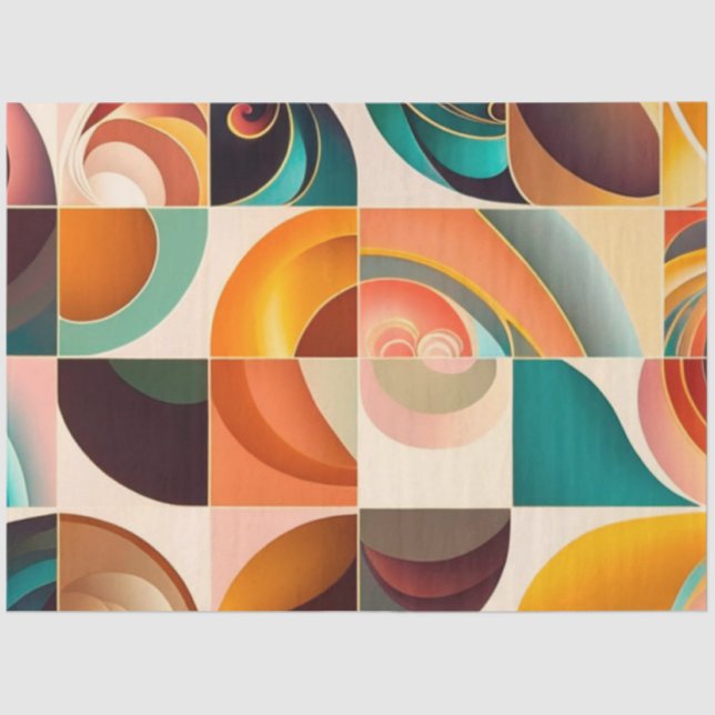 Papel De Seda Resumen Retro Trendy Squares Collection (Anverso)