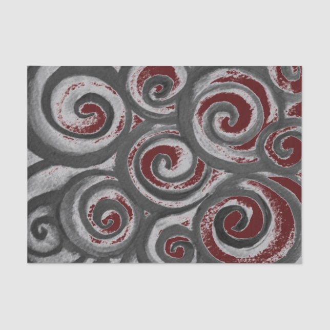 Papel De Seda Resumen Swirl-Gray Maroon (Anverso)