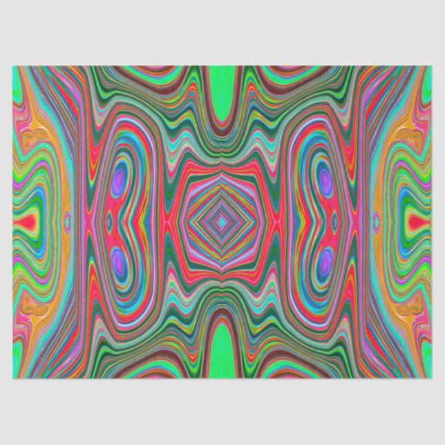 Papel De Seda Resumen Trippy Red, Verde y Azul Arte Groovy (Anverso)
