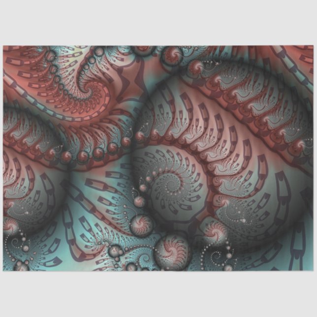 Papel De Seda Resumen Vivid Fantasy Fractal Art Brown Blue (Anverso)