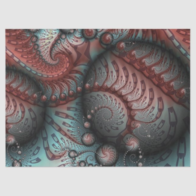 Papel De Seda Resumen Vivid Fantasy Fractal Art Brown Blue (Anverso)