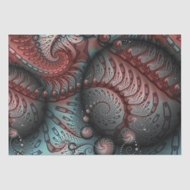 Papel De Seda Resumen Vivid Fantasy Fractal Art Brown Blue (Anverso)