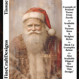 Papel De Seda Retrato Antiguo de Papá Noel de Época DZ1RF Decoup