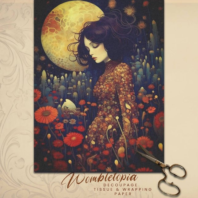 Papel De Seda Retrato Art Nouveau de Fantasía Floral de Crepúscu (Subido por el creador)