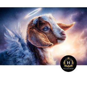 Papel De Seda Retrato Artístico de Cabra Ángel Celestial