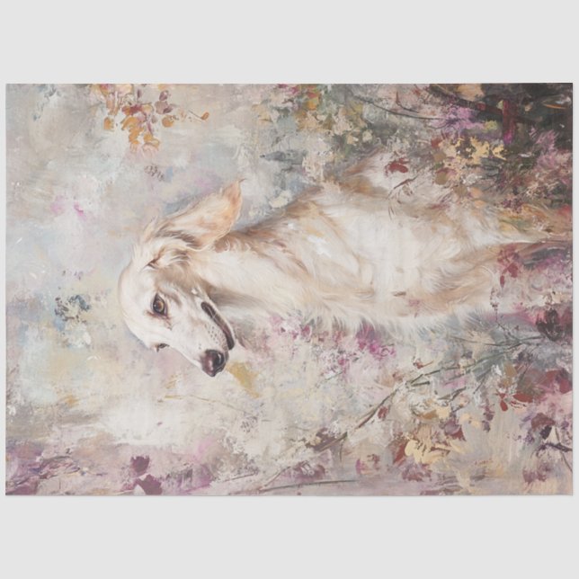 Papel De Seda Retrato caprichoso de perro Saluki (Anverso)