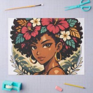 Papel De Seda Retrato de Anime de Chica Negra Fiera