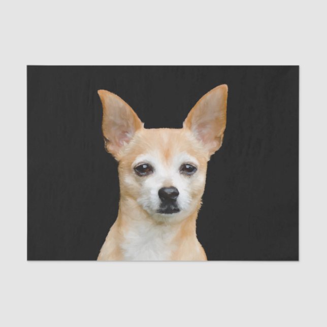 Papel De Seda Retrato de arte negro chihuahua Perro beige (Anverso)