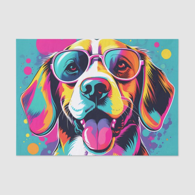 Papel De Seda Retrato de arte pop Beagle (Anverso)