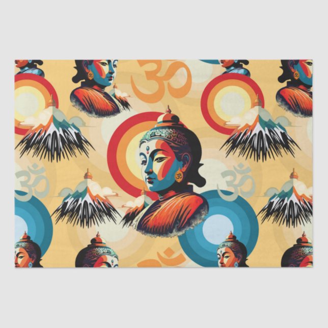 Papel De Seda Retrato de arte pop de Buddha Lord Retro (Anverso)