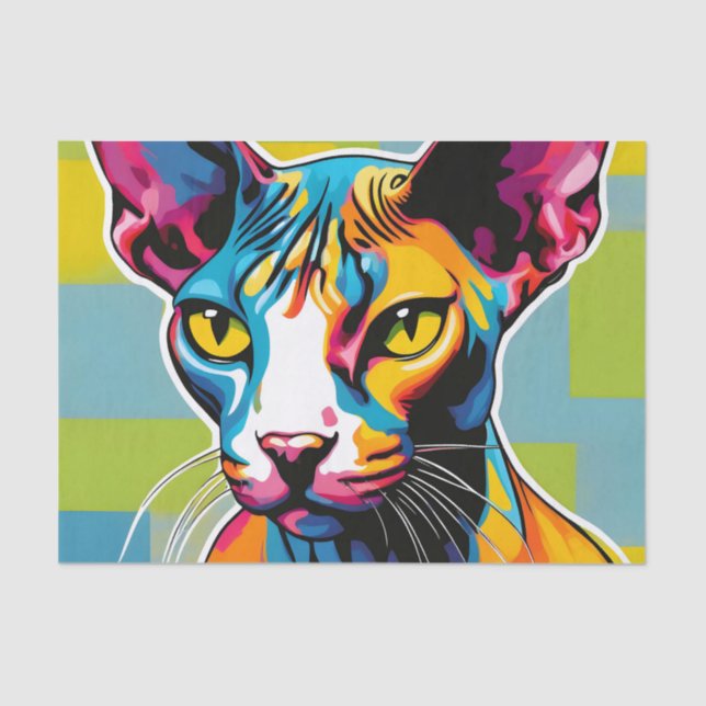 Papel De Seda Retrato de arte pop para gatos (Anverso)