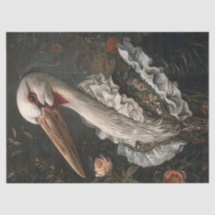 Papel De Seda Retrato de aves de cigüeña en la vendimia