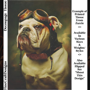 Papel De Seda Retrato de Aviador Bulldog Steampunk FC4L Decoupag