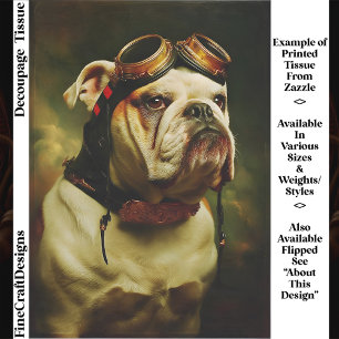 Papel De Seda Retrato de Aviador Bulldog Steampunk FC4R Decoupag