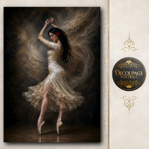 Papel De Seda Retrato de bailarina de ballet de rosa española