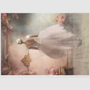 Papel De Seda Retrato de bailarina elegante y floral, Shabby Chi