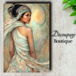 Papel De Seda Retrato de Belleza Etérea Decoupage