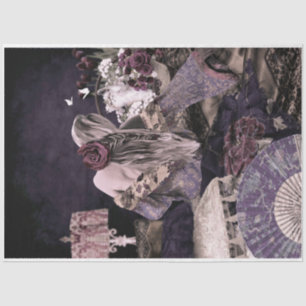 Papel De Seda Retrato De Boho Room Woman Kitten Floral