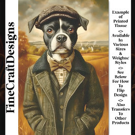 Papel De Seda Retrato de Boston Terrier en paisaje CG8 Decoupage
