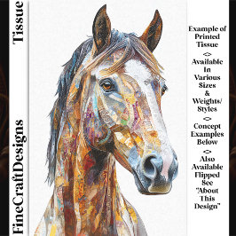 Papel De Seda Retrato de caballo collage bohemio DE9R Decoupage