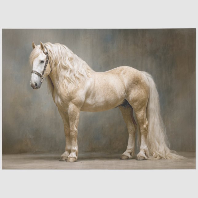 Papel De Seda Retrato de caballo Palomino con decoupage (Anverso)