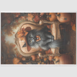 Papel De Seda Retrato de caída de gato negro caprichoso