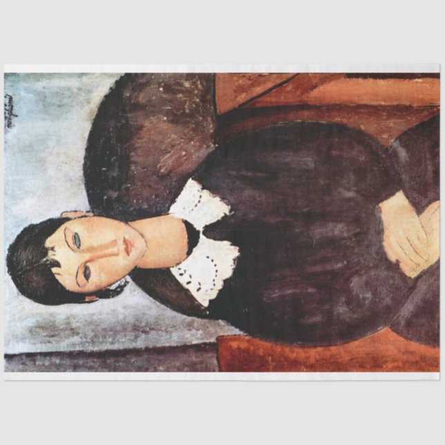 Papel De Seda Retrato de Collar Blanco, Modigliani (Anverso)