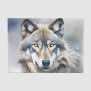 Papel De Seda Retrato de color de agua del lobo etéreo