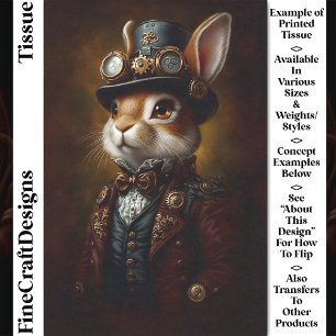 Papel De Seda Retrato de conejo Bunny Steampunk CR6 Decoupage