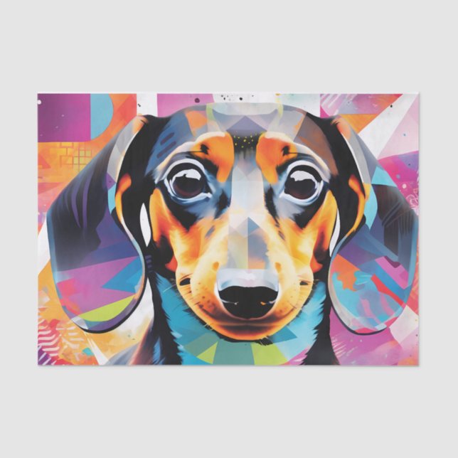 Papel De Seda Retrato de dachshund lindo geométrico (Anverso)