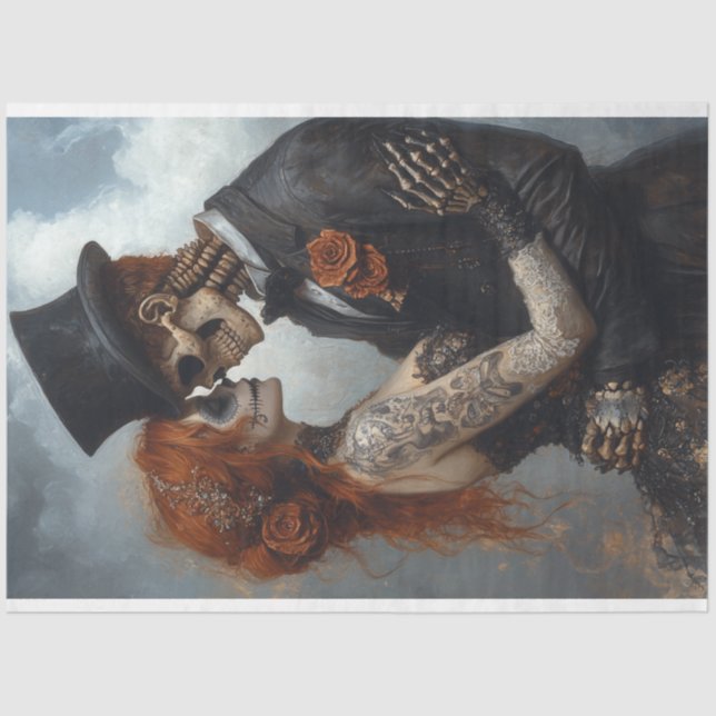 Papel De Seda Retrato de descomposición Pareja de esqueleto casa (Anverso)