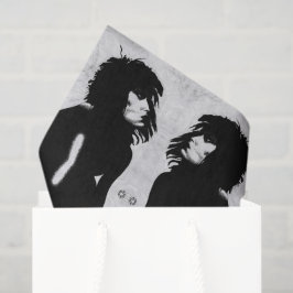 Papel De Seda Retrato de Diosa Gótica Arte Original Blanco Negro