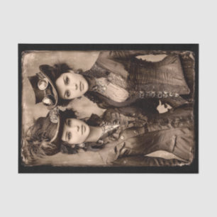 Papel De Seda Retrato de Dos Mujeres Steampunk DX5L Decoupage