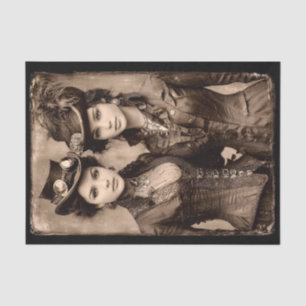 Papel De Seda Retrato de Dos Mujeres Steampunk DX5R Decoupage