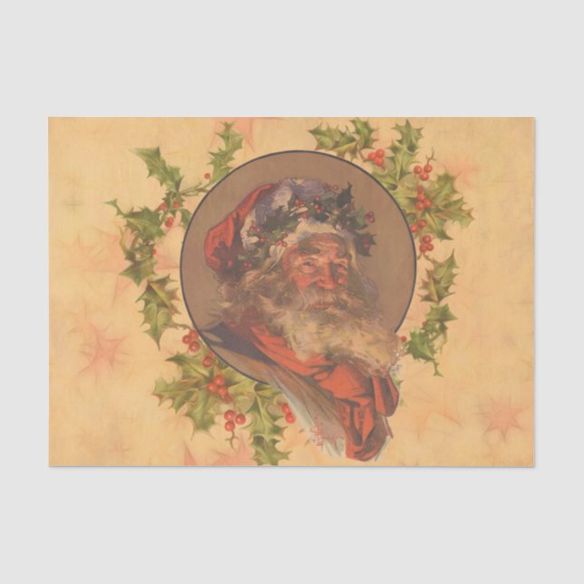 Papel De Seda Retrato de época de los Navidades de Santa Claus (Anverso)