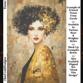 Papel De Seda Retrato De Estilo Klimt En Dorado EB5L Decoupage