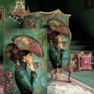 Papel De Seda Retrato de fantasía victoriana mariposas barroco