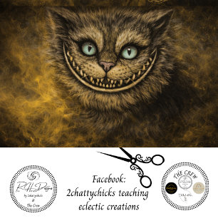 Papel De Seda Retrato de Gato de Fantasía Sonriente con Técnica