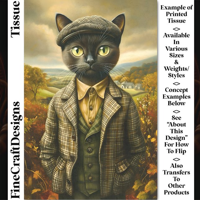 Papel De Seda Retrato de Gato Granjero en el Campo CM2 Decoupage (Subido por el creador)