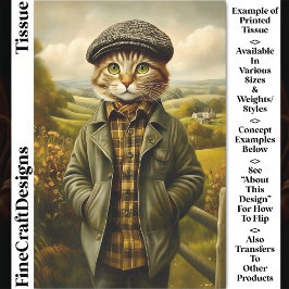 Papel De Seda Retrato de Gato Granjero en Paisaje CM1 Decoupage
