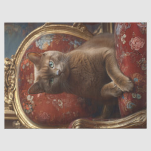 Papel De Seda Retrato de Gato Havana Antiguo Decoupage Regio